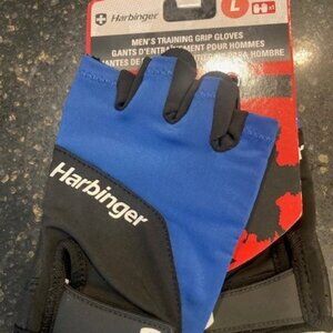 NWT Harbinger  Sz L - Men's Weight Training Grip Gloves Black/Blue